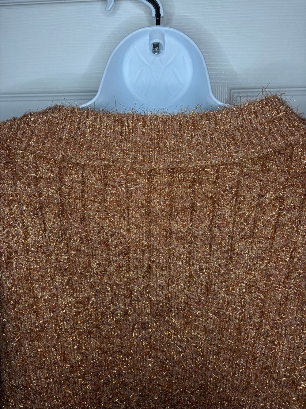 Anthropologie Boat-Neck Tinsel Cardigan Sparkly Sweater Mink Blush M NWT - Picture 14 of 16